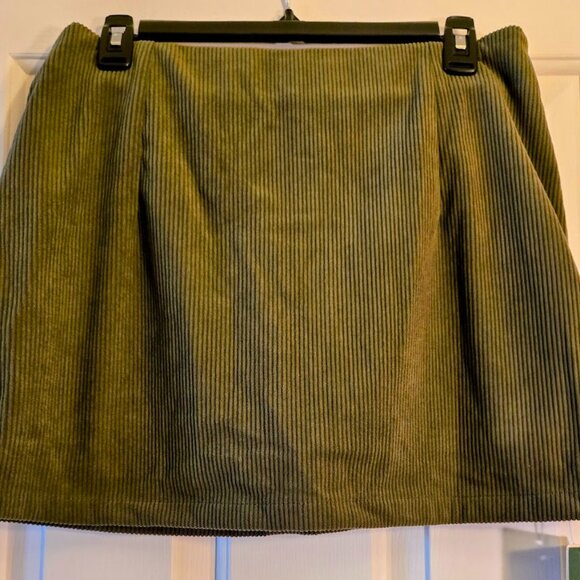 HALARA Dresses & Skirts - Halara High Waisted 2-in-1 A Line Mini Corduroy Casual Skirt- Olive